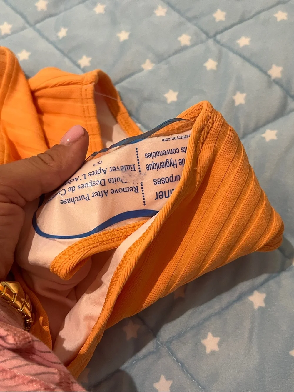 Solid and striped two piece orange xs brand new with tags